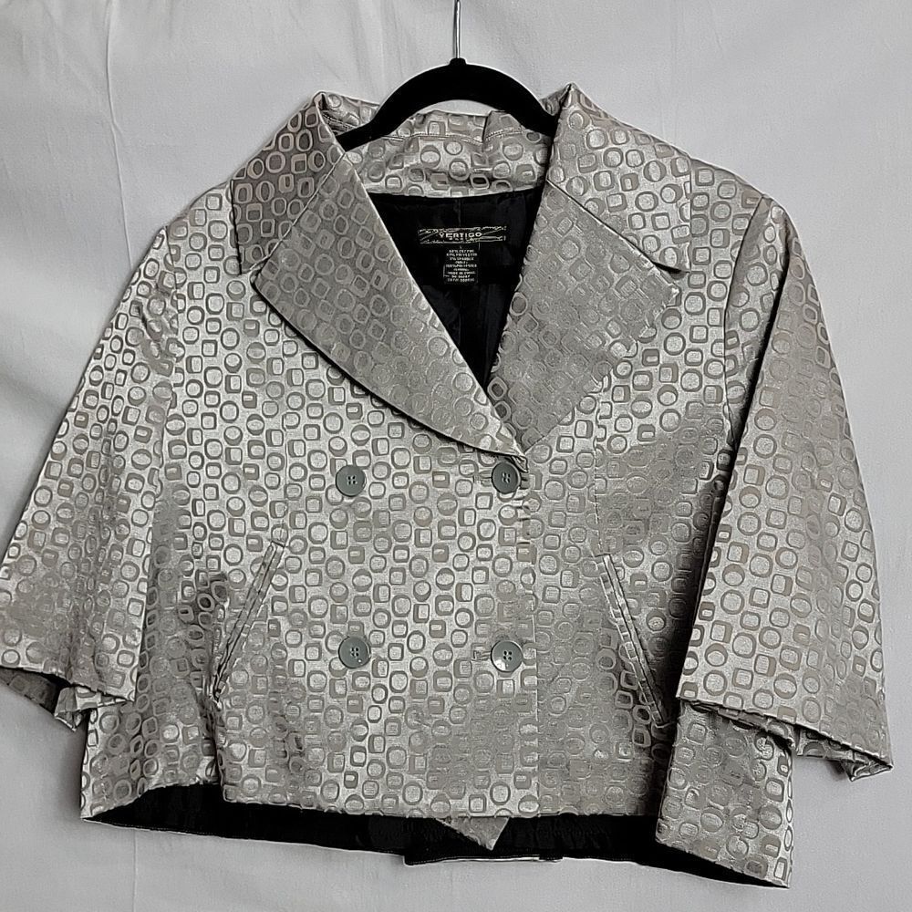 VERTIGO PARIS.. cropped gray/silvery jacket.. - Picture 3 of 12